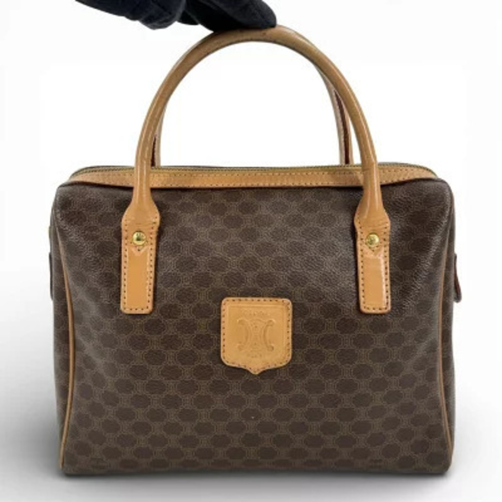 Celine Macadam Canvas Boston Bag Brown